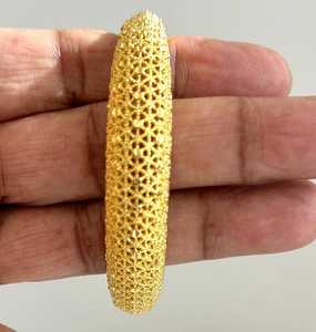 Unique Gold Tribal Brass Bangles Bold Statement Elegant Floral Motif Design Fashionable Free <b>Form</b>-Durable Customizable for - Product Image 2