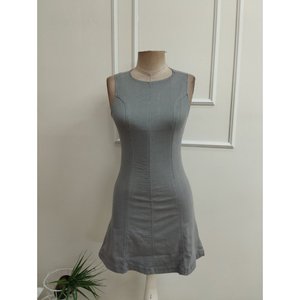 Robe courte en jean à épaules dénudées et col rond pour femme, 36584 - Gris - Product Image 4