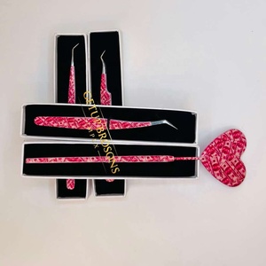 Pinzas para Pestañas GETUP BROSONS IMPEX Nuevas Personalizables de Acero Inoxidable con Recubrimiento Rosa Dólar y Agarre de Diamante con Espejo - Product Image 2