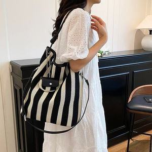 New Lady Vintage Fashionable Black White Striped PU <b>Women's</b> Spring Summer Autumn Winter Crossbody Bag Single Strap Zip All - Product Image 1