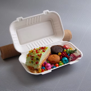 9x6 Récipient à emporter compostable écologique Boîte à lunch jetable Canne à sucre Bagasse Emballage vert pour boîtes de repas Hotdogs - Product Image 5
