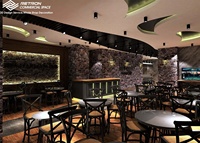 Cadre de bar à la mode et minimaliste avec comptoir de bar en bois naturel Coffee Shop personnalisé Design de meubles d'affichage intérieur