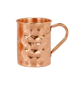 Luxury Handcrafted 100% Pure Copper Straight Moscow Mule Mug in Copper Handle with Traditional Embossed Hammered Design - Product Image 1