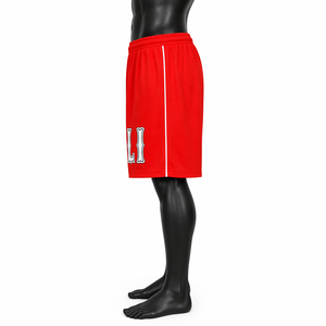 Custom Men’s Red Mesh Basketball Shorts OEM ODM Graphic Letter Print <b>Elastic</b> Waist Sports Shorts - Product Image 4