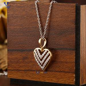 Colgante de diamante de corte brillante redondo TDW 0.364 con cadena de oro amarillo certificado/no certificado Diamante Cvd Joyería de diamantes - Product Image 2