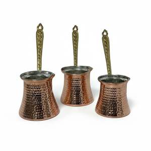 Ensemble de 3 pièces classique en cuivre Bakr pour Cezve avec design traditionnel lourd El Dvme - Product Image 5