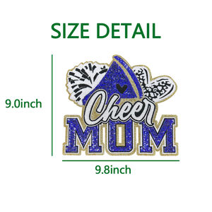 Écusson brodé en chenille personnalisé vente en gros Cheer Mom patchs à paillettes thermocollants pour vêtements en forme de fleur pour cadeaux - Product Image 4