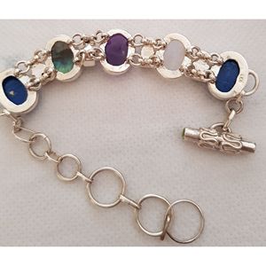 Shah Gems Women's Natural Multi-Gemstone <b>Bracelet</b> 925 Sterling Silver Crystal <b>Bracelets</b> & Bangles - Product Image 4