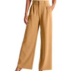 Stylish Regular Fit Women's Summer Casual Pants Breathable Quick Dry Eco-Friendly High Waist Flat Flare Lightweight Fabric - Product Image 1