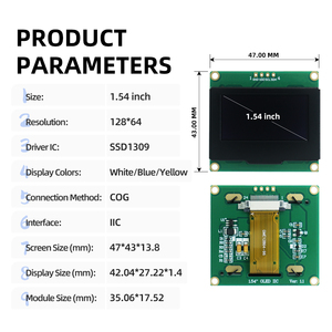 Mô-đun hiển thị <span class=keywords><strong>OLED</strong></span> 1.54 inch 128x64 với bộ điều khiển ssd1309 giao diện IIC 4 chân cho các dự án điện tử công suất thấp - Product Image 2