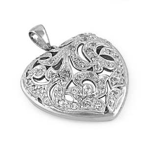 Pendentif Cœur en Filigrane Argent Sterling 925 avec Zircon pour Femme - Cadeau Saint-Valentin Hypoallergénique Sans Nickel Charme Tendance - Product Image 1