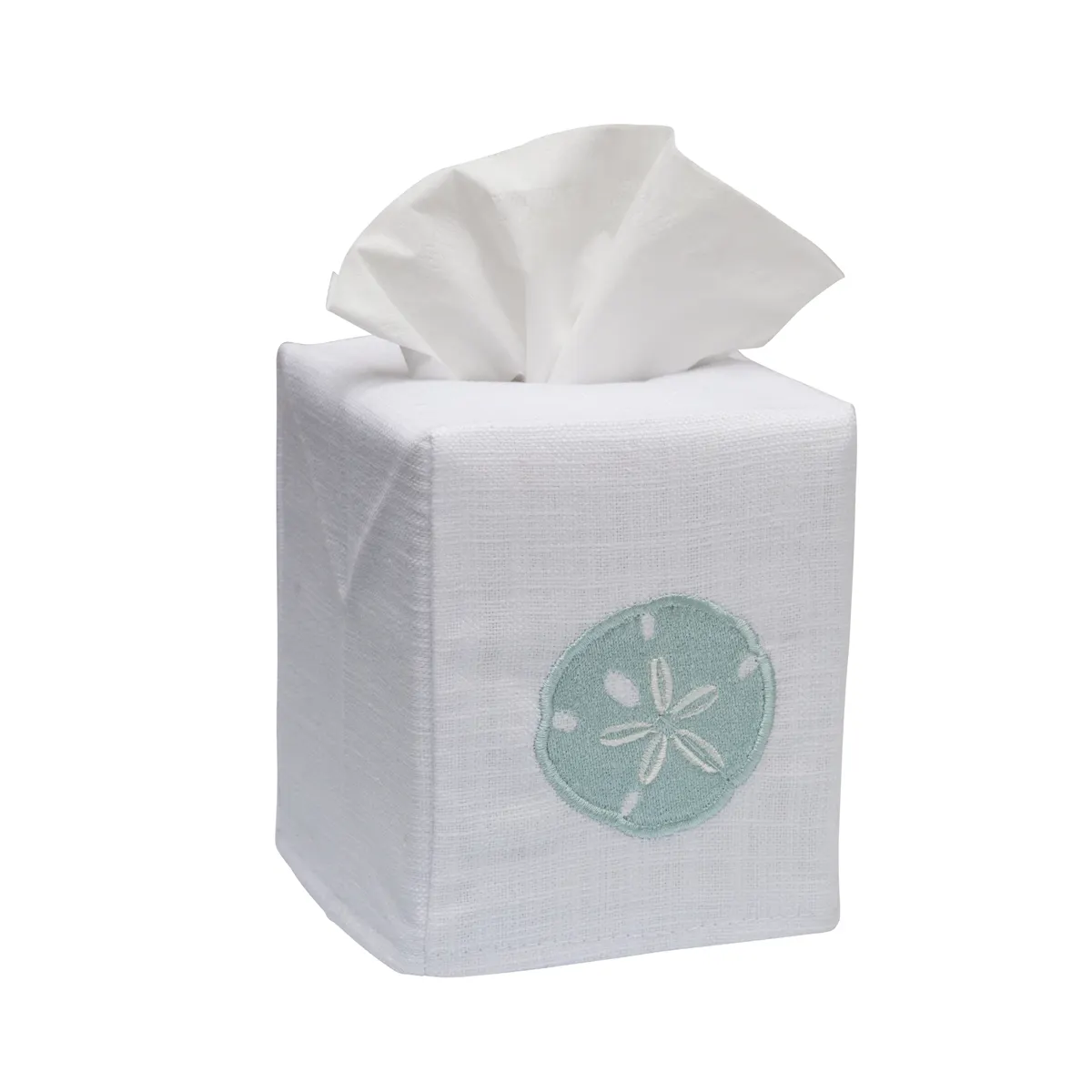 Wholesale Embroidery Square Tissue Box Cover Embroidery Tissue Holder Cover White Linen High Quality For Home Hotel Decor