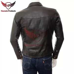 Offre Spéciale Hasnain Products Chemise en cuir noir pour homme Chemise coupe ajustée avec design classique Veste en cuir véritable - Product Image 2