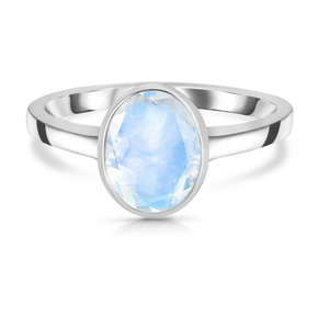 แหวนพลอยมูนสโตนสายรุ้งรูปวงรี925แหวนเงินสเตอร์ลิงทันสมัยใส่ได้ทั้งชายและหญิงพร้อมตัวเรือนชุบเงิน - Product Image 2