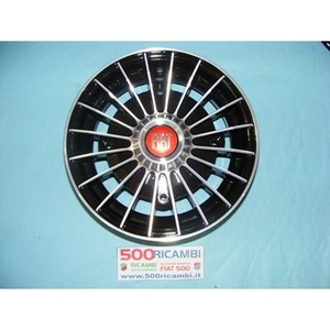 Ruedas para Automóvil FIAT 500 EPOCA (126 1ª Serie) de 4 Pasajeros, 4.5x12 Attacch 4x190 Grifo Nero Diamantato con Logotipo Abarth - Product Image 1