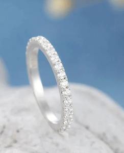 Moissanite แหวนแต่งงาน 925 เงินสเตอร์ลิงแหวนวันครบรอบวินเทจตัดกลมซ้อนแหวนจับคู่ของขวัญสําหรับเธอ - Product Image 2