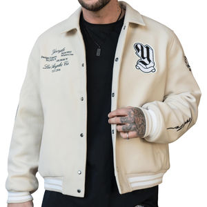 Vente en gros de veste universitaire personnalisée 100% laine chenille broderie hiver simple lettre grande taille blouson aviateur pour hommes fabricant - Product Image 1