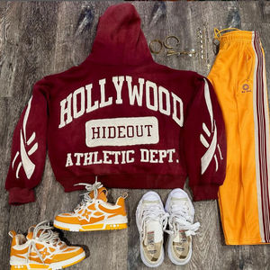 Conjunto de sudadera con capucha y pantalones de chándal de alta calidad con diseño impreso pesado y logotipo personalizado para hombre - Product Image 4