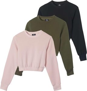 Haut court à manches longues en coton de haute qualité pour hommes et femmes sweat-shirt à col rond avec logo imprimé personnalisé solide teint uni pour l'hiver - Product Image 5