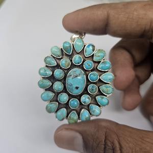 Colgante turquesa Mohave, colgante de Plata de Ley 925, colgante hecho a mano, regalo de aniversario, joyería de plata, colgante de mujer - Product Image 2