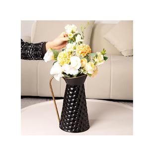 Elegant Round Oval Decorative Flower <b>Vase</b> | Bright <b>Teal</b> Color Art Vessel for Mantelpiece/Office Home Decor Gift Metal Flower Pot - Product Image 3