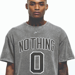 T-shirts personnalisables en coton épais pour hommes, t-shirts de sport vintage surdimensionnés à col ras du cou Streetwear avec impression en couleur unie - Product Image 2