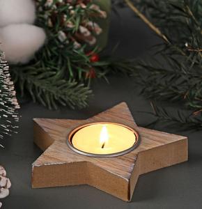 Portavelas de madera de primera calidad para decoraciones navideñas tradicionales para el hogar con arte de madera vintage y brillo de vela cálido - Product Image 4