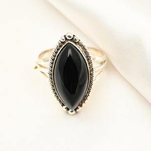 925 Sterling Silver Black Onyx Gemstone Ring <b>Jewelry</b> <b>Handmade</b> Silver Boho Style Ring <b>Jewelry</b> For Women Wedding Gift For Wife - Product Image 2