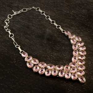 Collar de Plata de Ley 925 con kunzita Rosa hecho a mano, joyería religiosa cristiana, cadena de eslabones, regalo de boda, Material de latón - Product Image 3