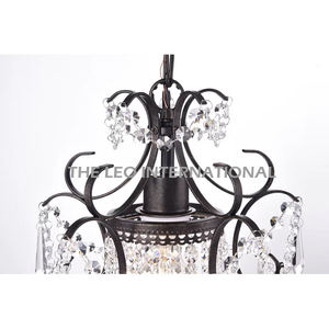 Métal Fer Cristal Lumière Unique Géométrique Pendentif Classiques Forme Noir Finition 11X11X56 Pouce Éclairage Décoratif - Product Image 5