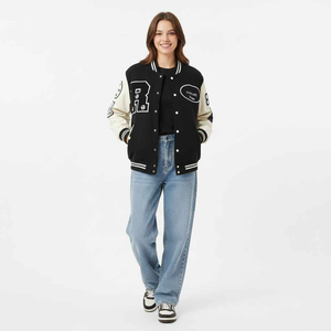 Chaqueta universitaria de lana bordada personalizada Retro Letterman estilo béisbol Streetwear para la moda universitaria y juvenil - Product Image 3