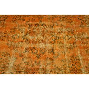 Tapis turc vintage grande surface 3.7 X 6.1ft Rectangle Patchwork Design Orange vert laine matériau latex support pour couloir chambre - Product Image 5