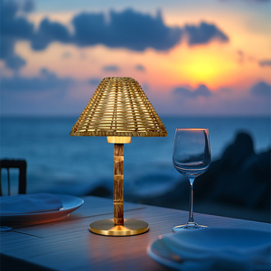 Hot-bán không dây tre đèn bàn đám cưới trang trí ánh sáng ban đêm có thể thay thế chụp đèn 3W Đèn bàn có thể sạc lại - Product Image 4