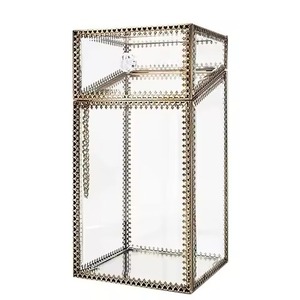 Nouveauté Boîte de rangement pour bijoux en métal et en verre avec compartiments pour l'organisation des bijoux - Product Image 2