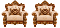 Majestätisches Maharaja-Stil Wohnzimmer-Sofa-Set Traditionelles Gepolstertes Massivholz-Sofa-Set mit Geschnitztem Design und Geknöpfter Rückenlehne USA
