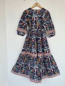 Classic Trending Western Cotton Long Maxi Casual <b>Dresses</b> for Women Ladies Cute Pattern outfit in custom Design Outfit items set - Product Image 2