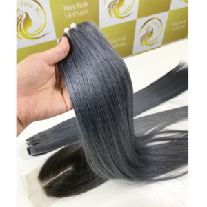 Gris BoneRight Cuticule Aligné Vietnamien HD Lace Front Perruques Remy Cheveux Plat Trame Extensions Grande Qualité - Product Image 6