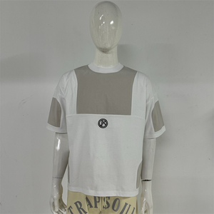 เสื้อยืดแขนสั้นวินเทจสำหรับผู้ชายเสื้อยืดสีตัดกันพิมพ์ลายโลโก้ที่กำหนดเอง - Product Image 1