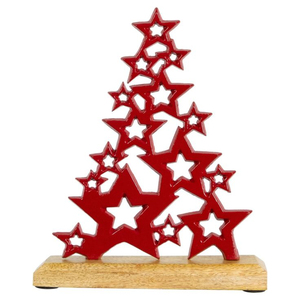 Sculpture d'étoile en métal argenté faite à la main sur une base en bois de manguier naturel, décoration de table, décoration de maison festive, base en bois - Product Image 5