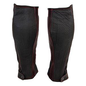Leather <b>Riding</b> Half <b>Chaps</b> with Red Stitching and Zipper Closure for Horseback <b>Riding</b> - Product Image 2
