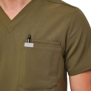 Costume de gommage d'hôpital de conception de couleur personnalisée à quantité minimale de commande bas pour les hommes Top vente nouveau modèle hommes gommages en uniforme d'hôpital de couleur unie - Product Image 3