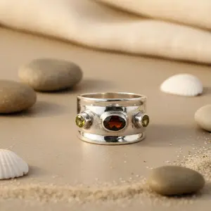 Women's Trendy 925 <b>Silver</b> Gemstone <b>Ring</b> Classic/Religious <b>Statement</b> Jewelry Gold Plating Geometric Number Shape Inlaid Brass - Product Image 2