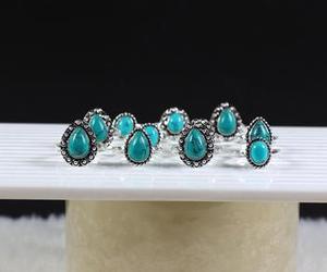 Hermosa calidad diseñador magnesita turquesa anillos de piedras preciosas joyería a granel al por mayor Collet anillos joyería - Product Image 5