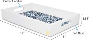 Plateau de service en bois MDF fabriqué à la main et peint à la main avec poignées en acrylique et en plastique pour la maison cuisine cadeau décoratif BY HF CRAFTS - Product Image 4