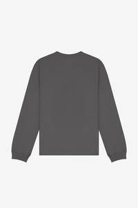 T-shirt à manches longues en jersey simple en coton lavé unisexe fabriqué en usine, couleur anthracite, pour les programmes de marques privées - Product Image 6