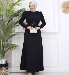 Abaya Turca Especial para el Eid 2026, Elegante Vestido Islámico Modesto con Cinturón y Diseño Plisado, Ideal para el Eid y Fiestas - Product Image 1