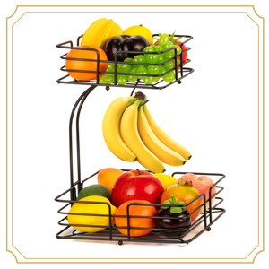 Metal fruit basket detachable banana hook <b>storage</b> rack <b>Kitchen</b> creative fruit <b>storage</b> basket home <b>storage</b> organization - Product Image 2