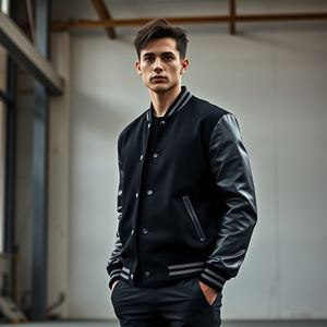 Veste universitaire fabriquée au Pakistan avec manches en polaire Tech, vierge avec manches en cuir, disponible dans toutes les tailles, fournisseur OEM - Product Image 2