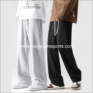 Pantalones Deportivos Anchos de Pierna Recta con Cordón Elástico en la Cintura, 100% Algodón Grueso de Alta Calidad con Logotipo Personalizado Bordado al por Mayor - Product Image 4