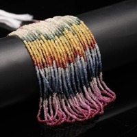 Perles Rondelles Multicolores en Saphir Facetté Faites à la Main, Bijoux Uniques en Pierre Naturelle Arc-en-ciel, Accessoire Unique et Exclusif